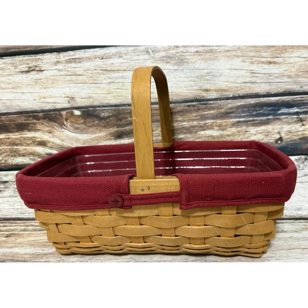 Longaberger Burgundy Basket Liner Fits 15x9 Basket Button Authentic Spring